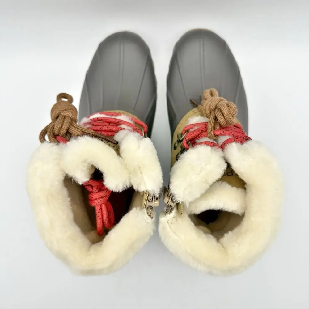 Sperry Kids Alpine Saltwater Winter Boots US 1M Tan Red Water Resistant NIB